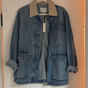 Banana Republic Blue Jean Jacket with Tan Collar